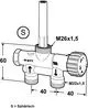 Hydraulisches Regelventil von IMI Hydronic Engineering mit mehreren Anschlussmöglichkeiten, gekennzeichnet durch die Maße M26x1,5 und M22x1,5, zur Verwendung in Heizsystemen.
